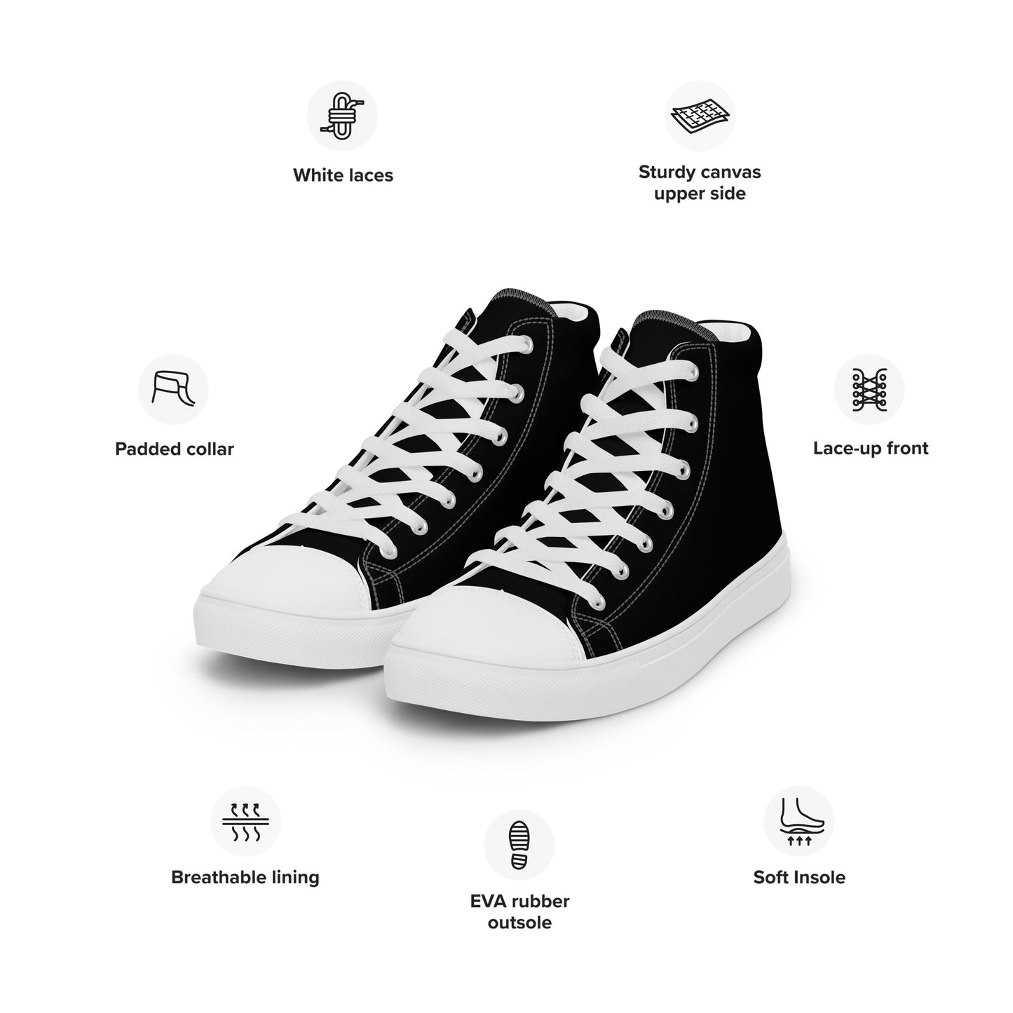 Men’s Classic Black High Top Canvas Shoes